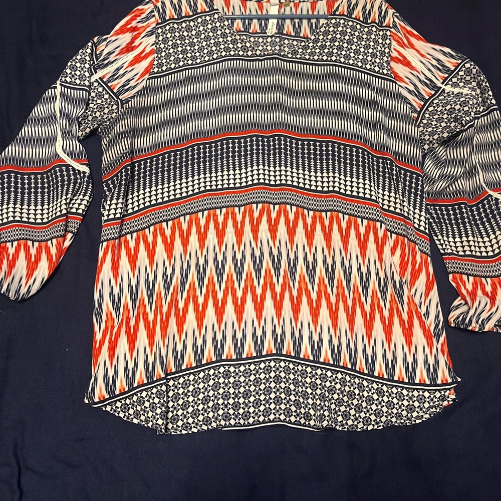 Patterned Women's Top - Black, Red, White